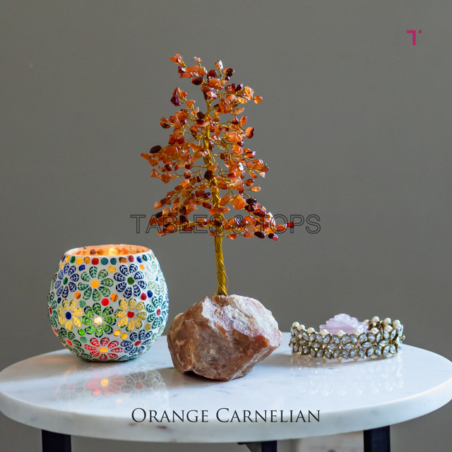 Orange Carnelian Gemstone Tree