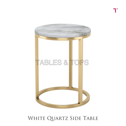 White Quartz Side Table