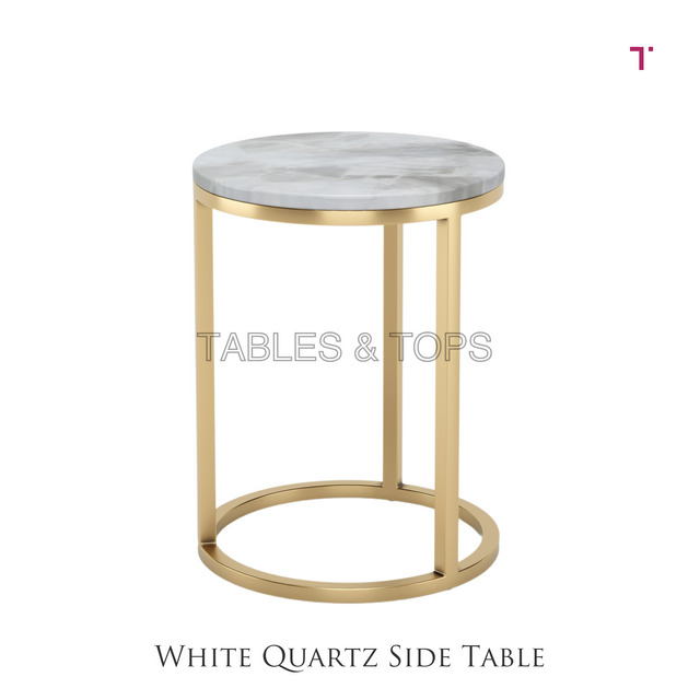 White Quartz Side Table
