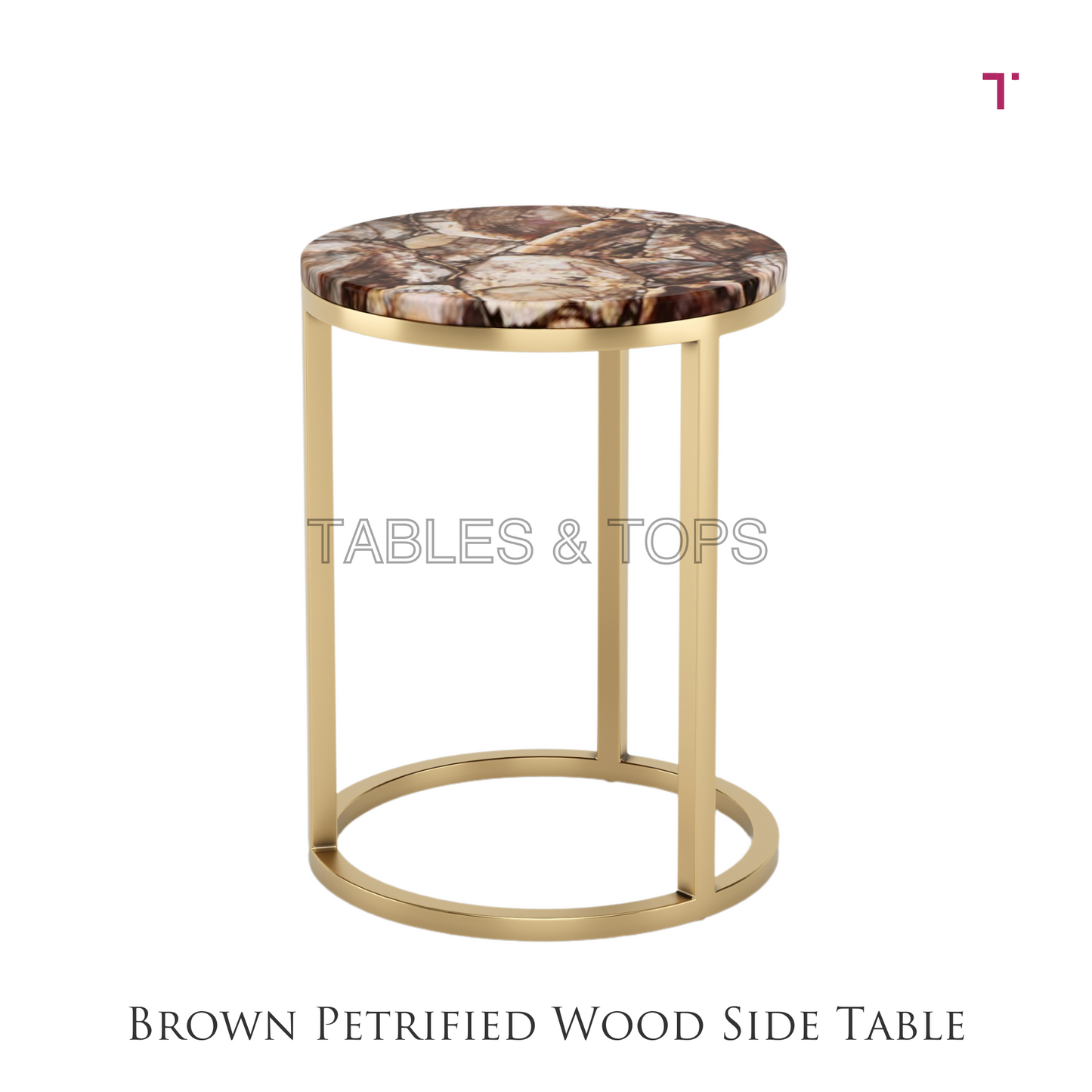 Brown Petrified Wood Side Table